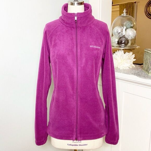 New Columbia Purple Fleece ZIP Up Athletic Jacket Large - Picture 1 of 10